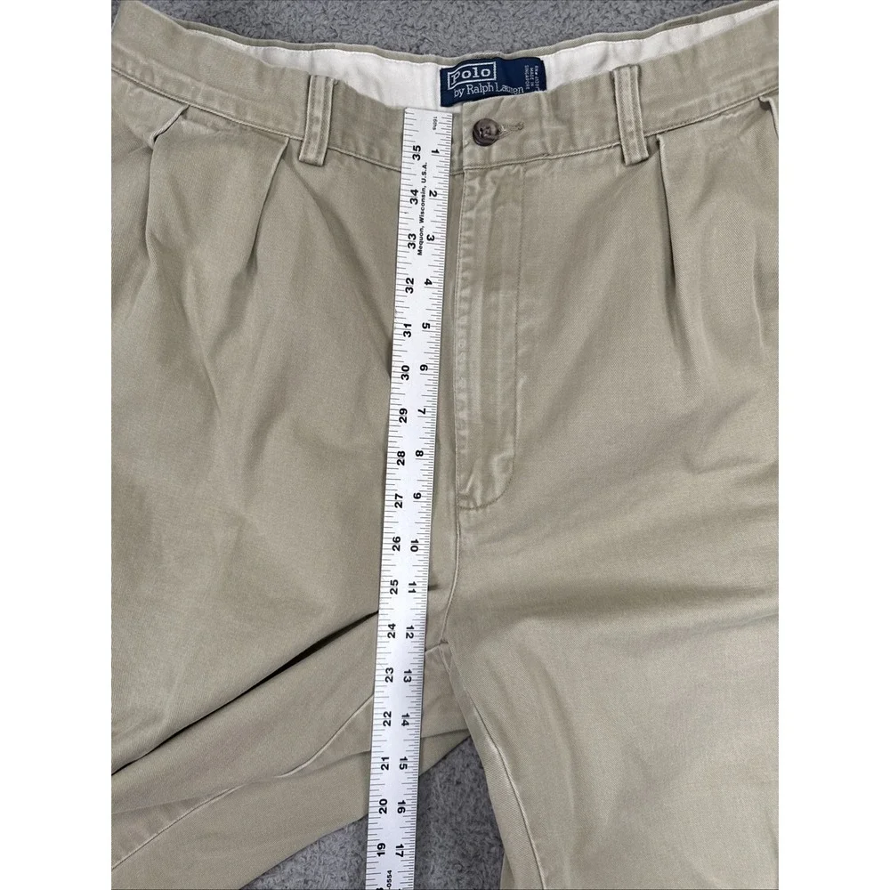 Polo Ralph Lauren Andrew Pants Mens 36x30‎ Khaki Pleated Classic Fit